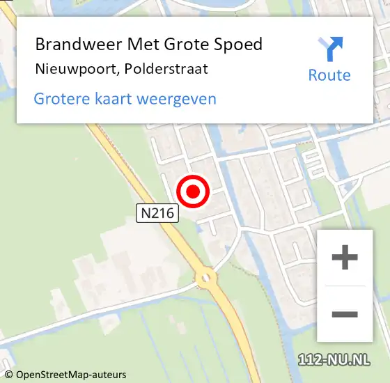 Locatie op kaart van de 112 melding: Brandweer Met Grote Spoed Naar Nieuwpoort, Polderstraat op 20 oktober 2021 21:57