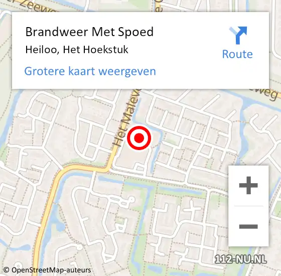 Locatie op kaart van de 112 melding: Brandweer Met Spoed Naar Heiloo, Het Hoekstuk op 20 oktober 2021 22:25