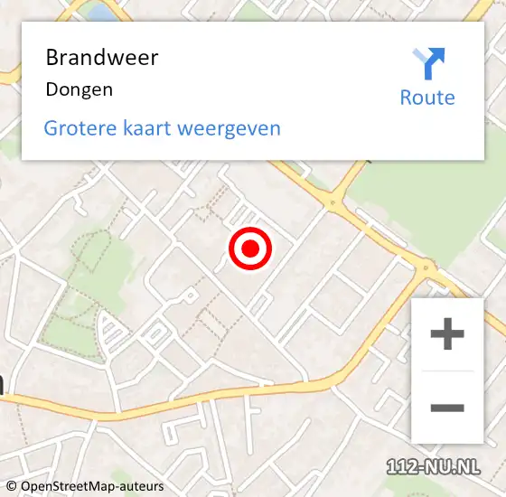 Locatie op kaart van de 112 melding: Brandweer Dongen op 26 juni 2014 16:40