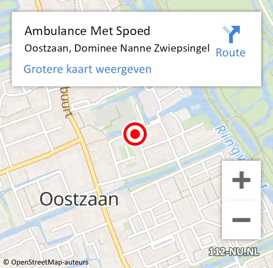 Locatie op kaart van de 112 melding: Ambulance Met Spoed Naar Oostzaan, Dominee Nanne Zwiepsingel op 20 oktober 2021 22:35