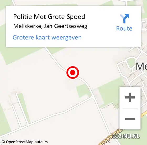 Locatie op kaart van de 112 melding: Politie Met Grote Spoed Naar Meliskerke, Jan Geertsesweg op 20 oktober 2021 22:37