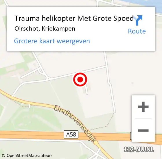 Locatie op kaart van de 112 melding: Trauma helikopter Met Grote Spoed Naar Oirschot, Kriekampen op 20 oktober 2021 22:58