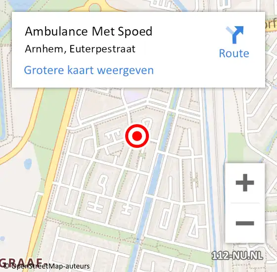 Locatie op kaart van de 112 melding: Ambulance Met Spoed Naar Arnhem, Euterpestraat op 20 oktober 2021 23:15