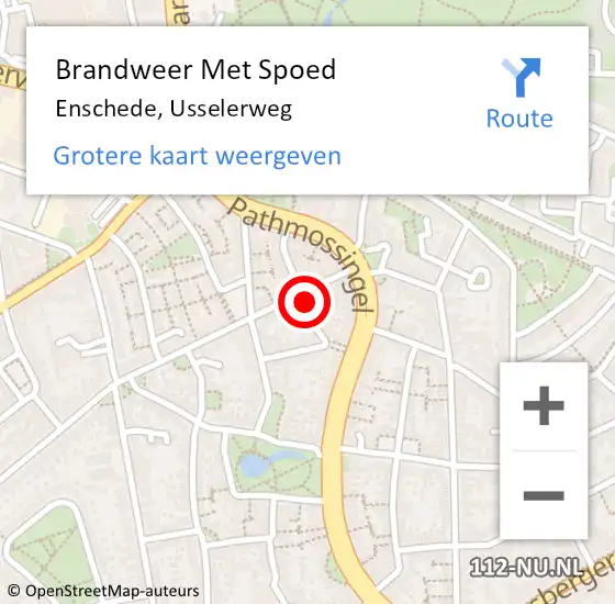 Locatie op kaart van de 112 melding: Brandweer Met Spoed Naar Enschede, Usselerweg op 20 oktober 2021 23:32