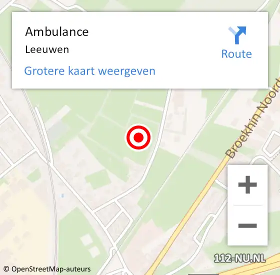 Locatie op kaart van de 112 melding: Ambulance Leeuwen op 6 oktober 2013 12:18