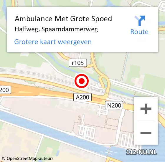 Locatie op kaart van de 112 melding: Ambulance Met Grote Spoed Naar Halfweg, Spaarndammerweg op 21 oktober 2021 00:46