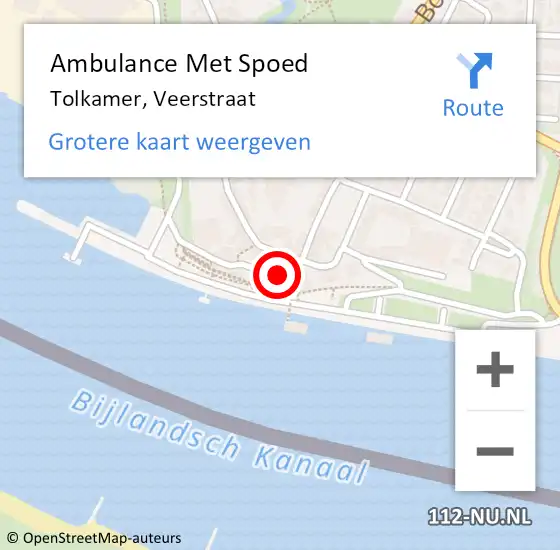 Locatie op kaart van de 112 melding: Ambulance Met Spoed Naar Tolkamer, Veerstraat op 21 oktober 2021 01:00