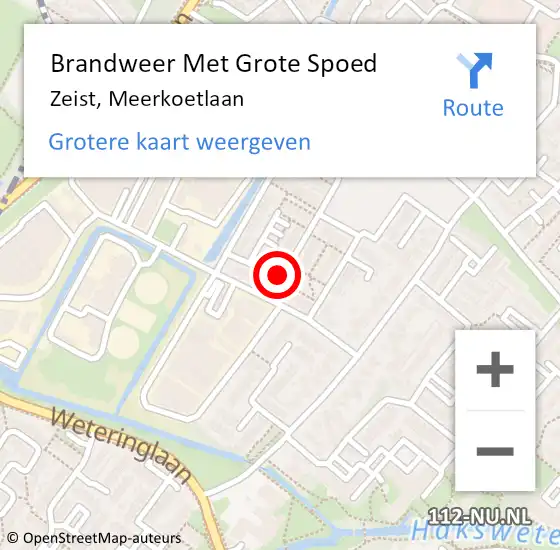 Locatie op kaart van de 112 melding: Brandweer Met Grote Spoed Naar Zeist, Meerkoetlaan op 26 juni 2014 16:52