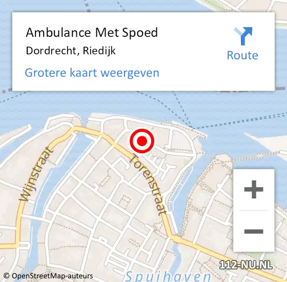 Locatie op kaart van de 112 melding: Ambulance Met Spoed Naar Dordrecht, Riedijk op 21 oktober 2021 01:38