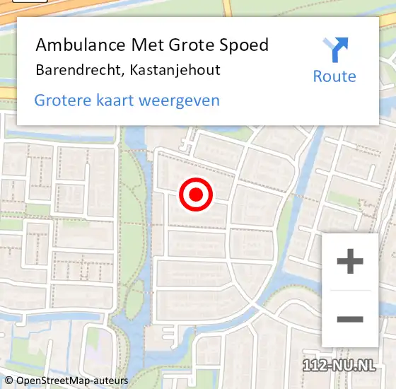 Locatie op kaart van de 112 melding: Ambulance Met Grote Spoed Naar Barendrecht, Kastanjehout op 21 oktober 2021 02:45