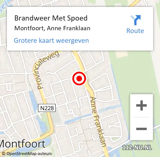 Locatie op kaart van de 112 melding: Brandweer Met Spoed Naar Montfoort, Anne Franklaan op 21 oktober 2021 02:58