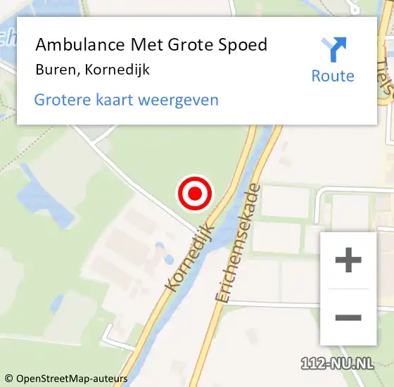 Locatie op kaart van de 112 melding: Ambulance Met Grote Spoed Naar Buren, Kornedijk op 21 oktober 2021 03:06