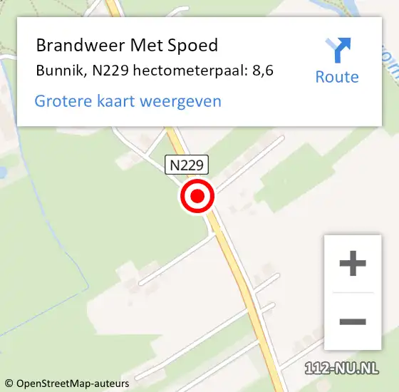 Locatie op kaart van de 112 melding: Brandweer Met Spoed Naar Bunnik, N229 hectometerpaal: 8,6 op 21 oktober 2021 03:12