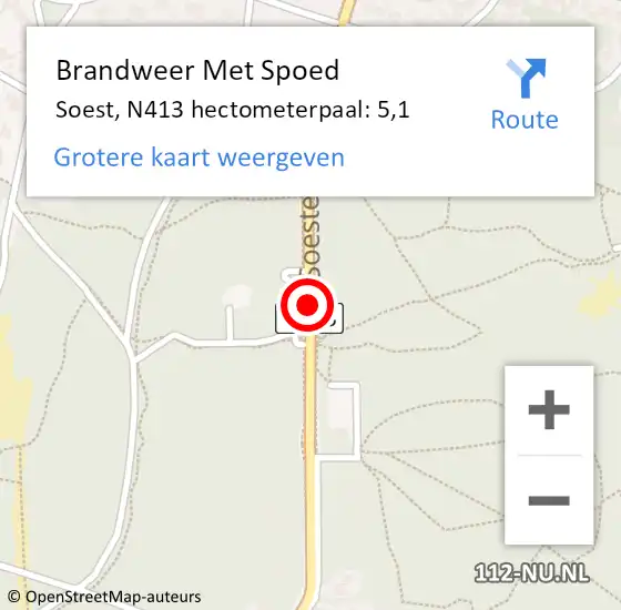 Locatie op kaart van de 112 melding: Brandweer Met Spoed Naar Soest, N413 hectometerpaal: 5,1 op 21 oktober 2021 03:17