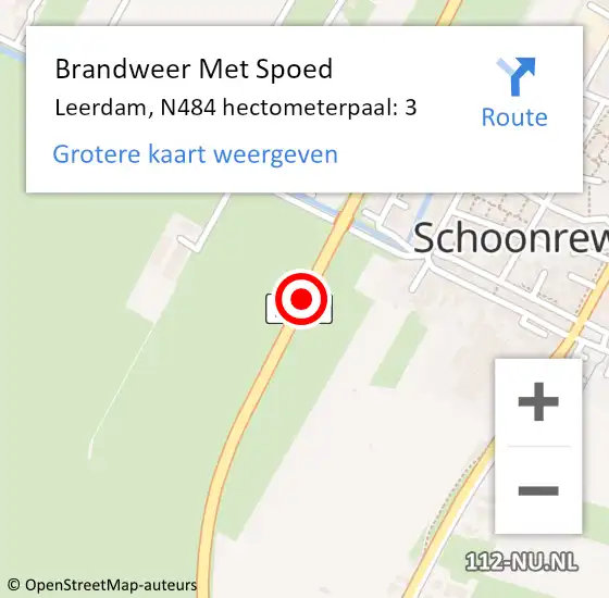 Locatie op kaart van de 112 melding: Brandweer Met Spoed Naar Leerdam, N484 hectometerpaal: 3 op 21 oktober 2021 03:52