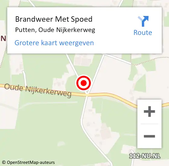 Locatie op kaart van de 112 melding: Brandweer Met Spoed Naar Putten, Oude Nijkerkerweg op 21 oktober 2021 03:59