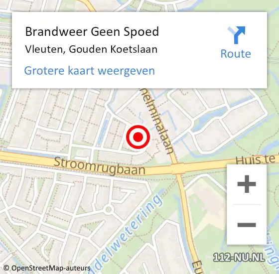 Locatie op kaart van de 112 melding: Brandweer Geen Spoed Naar Vleuten, Gouden Koetslaan op 21 oktober 2021 04:02