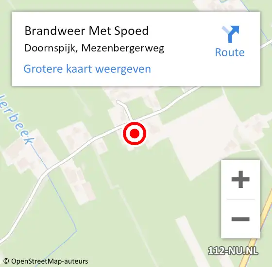 Locatie op kaart van de 112 melding: Brandweer Met Spoed Naar Doornspijk, Mezenbergerweg op 21 oktober 2021 04:07