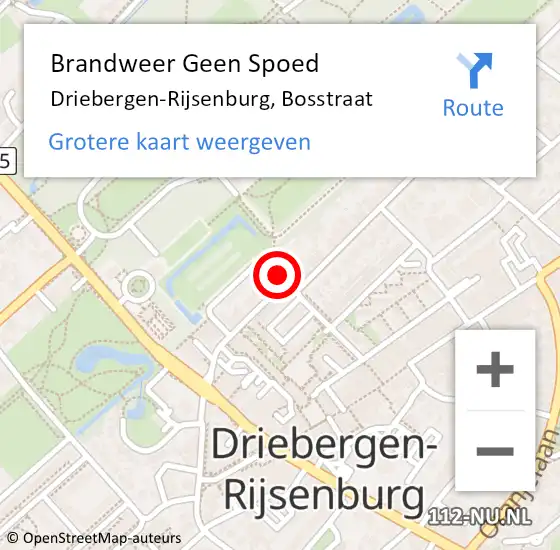 Locatie op kaart van de 112 melding: Brandweer Geen Spoed Naar Driebergen-Rijsenburg, Bosstraat op 21 oktober 2021 04:11