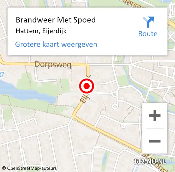 Locatie op kaart van de 112 melding: Brandweer Met Spoed Naar Hattem, Eijerdijk op 21 oktober 2021 04:18