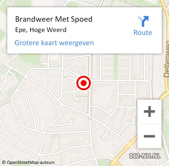 Locatie op kaart van de 112 melding: Brandweer Met Spoed Naar Epe, Hoge Weerd op 21 oktober 2021 04:18