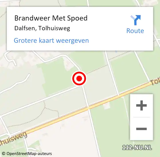 Locatie op kaart van de 112 melding: Brandweer Met Spoed Naar Dalfsen, Tolhuisweg op 21 oktober 2021 04:19