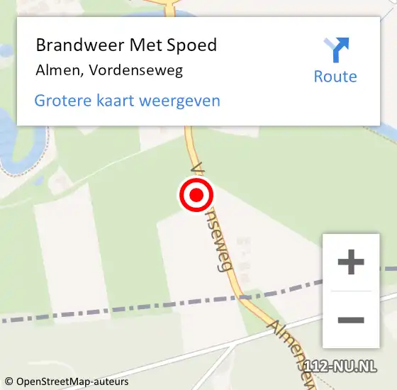 Locatie op kaart van de 112 melding: Brandweer Met Spoed Naar Almen, Vordenseweg op 21 oktober 2021 04:24