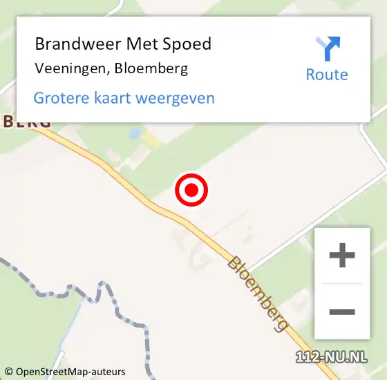 Locatie op kaart van de 112 melding: Brandweer Met Spoed Naar Veeningen, Bloemberg op 21 oktober 2021 04:43