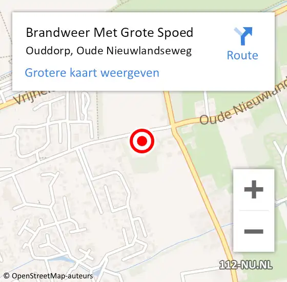 Locatie op kaart van de 112 melding: Brandweer Met Grote Spoed Naar Ouddorp, Oude Nieuwlandseweg op 21 oktober 2021 04:43