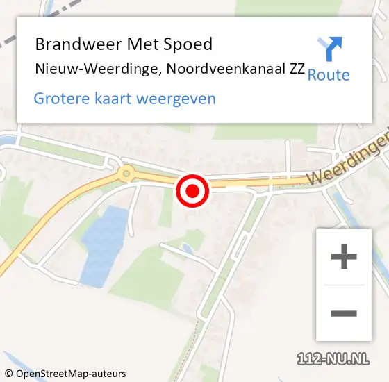 Locatie op kaart van de 112 melding: Brandweer Met Spoed Naar Nieuw-Weerdinge, Noordveenkanaal ZZ op 21 oktober 2021 04:48