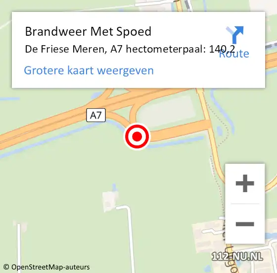 Locatie op kaart van de 112 melding: Brandweer Met Spoed Naar De Friese Meren, A7 hectometerpaal: 140,2 op 21 oktober 2021 04:49