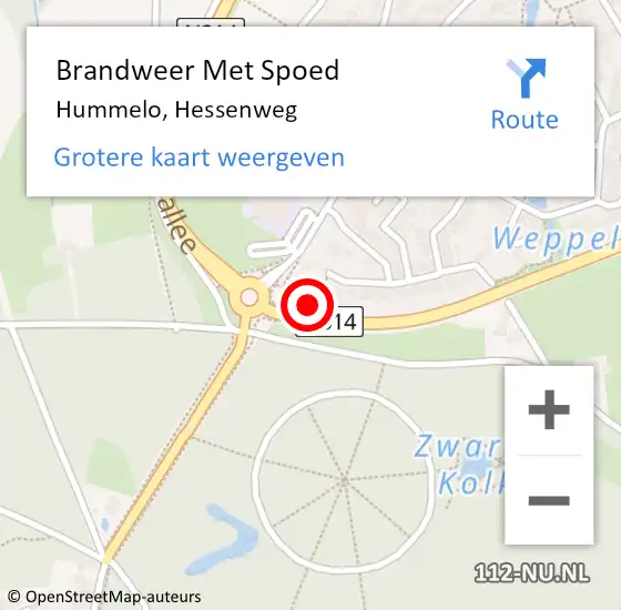 Locatie op kaart van de 112 melding: Brandweer Met Spoed Naar Hummelo, Hessenweg op 21 oktober 2021 05:08