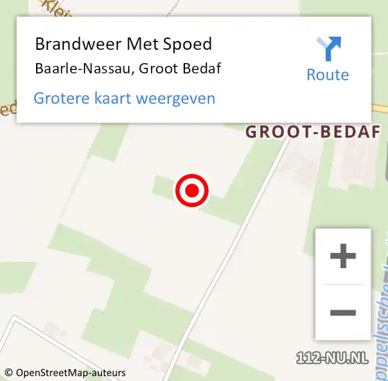 Locatie op kaart van de 112 melding: Brandweer Met Spoed Naar Baarle-Nassau, Groot Bedaf op 21 oktober 2021 05:09