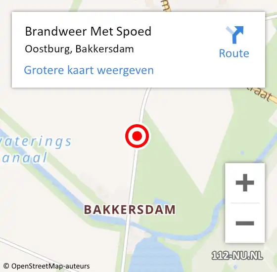 Locatie op kaart van de 112 melding: Brandweer Met Spoed Naar Oostburg, Bakkersdam op 21 oktober 2021 05:22