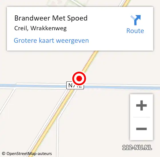 Locatie op kaart van de 112 melding: Brandweer Met Spoed Naar Creil, Wrakkenweg op 21 oktober 2021 05:23