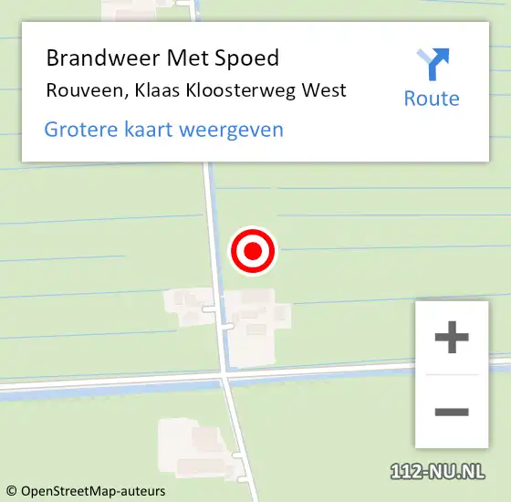 Locatie op kaart van de 112 melding: Brandweer Met Spoed Naar Rouveen, Klaas Kloosterweg West op 21 oktober 2021 05:27