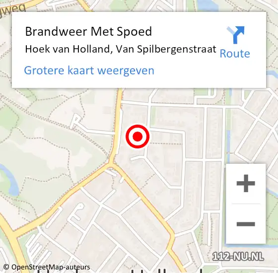 Locatie op kaart van de 112 melding: Brandweer Met Spoed Naar Hoek van Holland, Van Spilbergenstraat op 21 oktober 2021 05:30