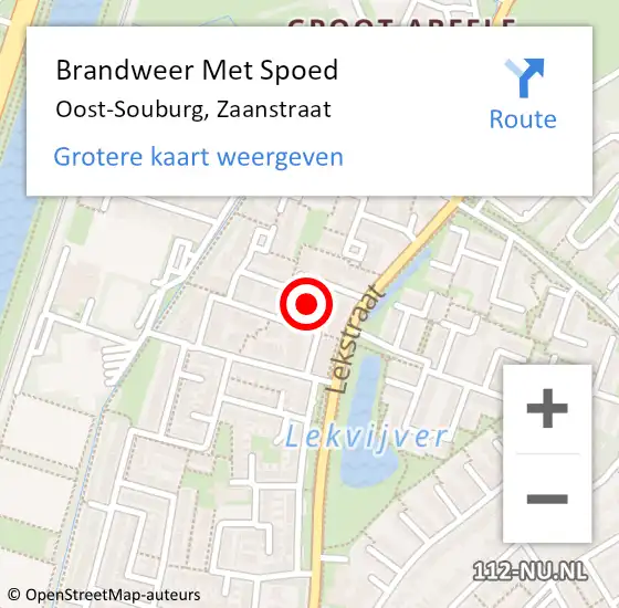 Locatie op kaart van de 112 melding: Brandweer Met Spoed Naar Oost-Souburg, Zaanstraat op 21 oktober 2021 05:32