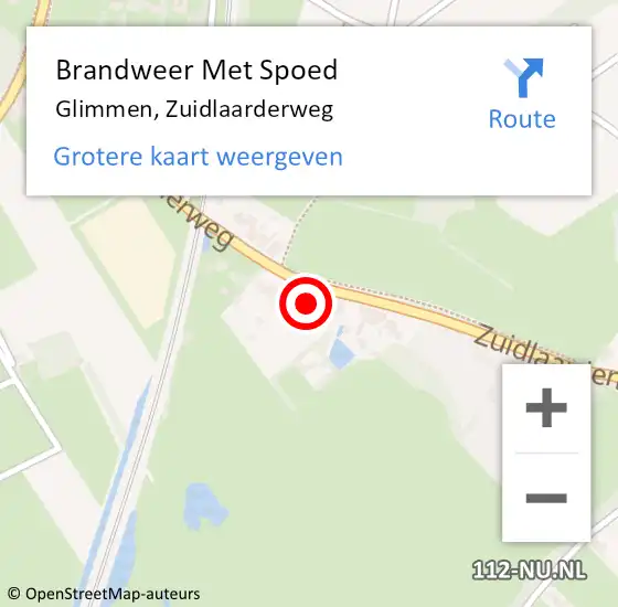 Locatie op kaart van de 112 melding: Brandweer Met Spoed Naar Glimmen, Zuidlaarderweg op 21 oktober 2021 05:36