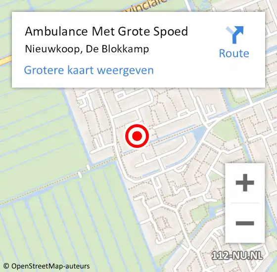 Locatie op kaart van de 112 melding: Ambulance Met Grote Spoed Naar Nieuwkoop, De Blokkamp op 21 oktober 2021 05:43