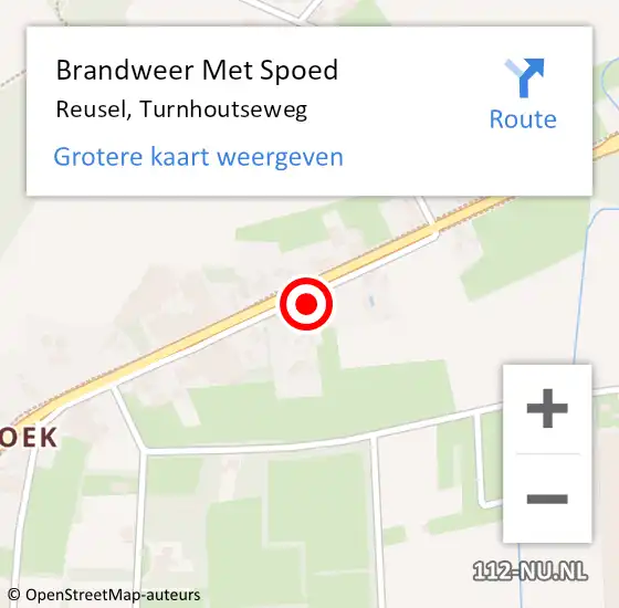 Locatie op kaart van de 112 melding: Brandweer Met Spoed Naar Reusel, Turnhoutseweg op 21 oktober 2021 05:48