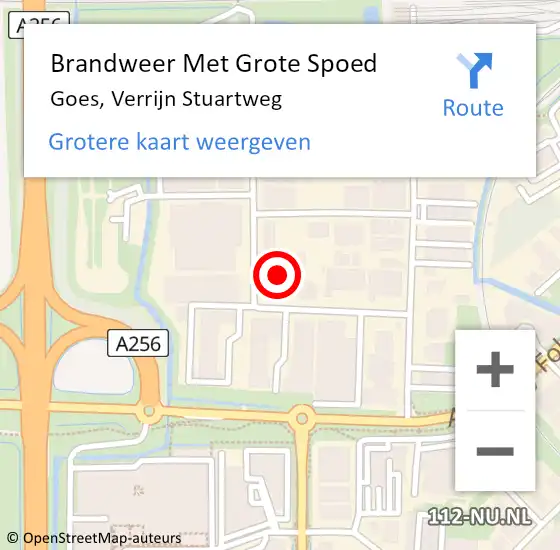 Locatie op kaart van de 112 melding: Brandweer Met Grote Spoed Naar Goes, Verrijn Stuartweg op 21 oktober 2021 05:49