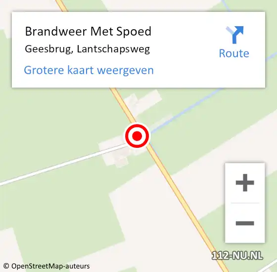 Locatie op kaart van de 112 melding: Brandweer Met Spoed Naar Geesbrug, Lantschapsweg op 21 oktober 2021 05:57