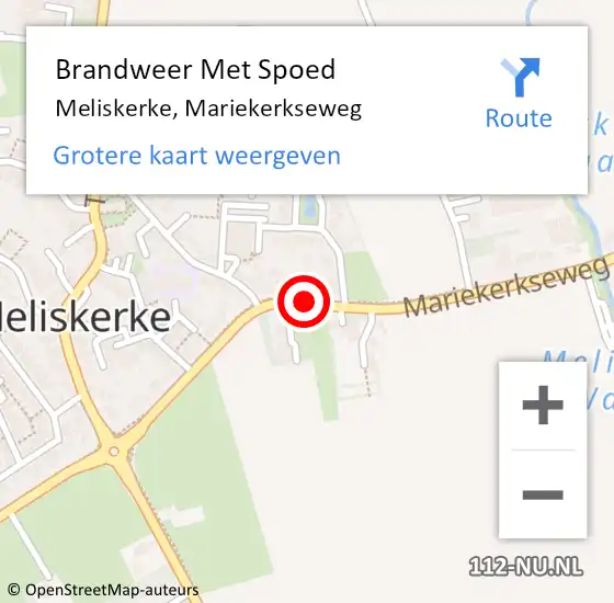 Locatie op kaart van de 112 melding: Brandweer Met Spoed Naar Meliskerke, Mariekerkseweg op 21 oktober 2021 06:06
