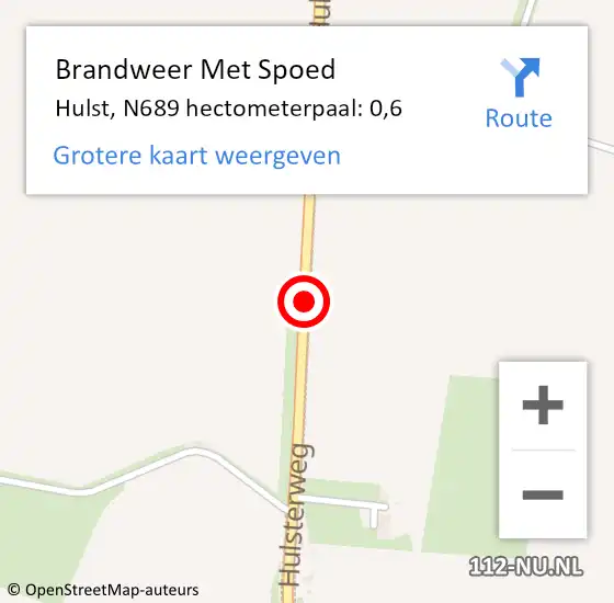 Locatie op kaart van de 112 melding: Brandweer Met Spoed Naar Hulst, N689 hectometerpaal: 0,6 op 21 oktober 2021 06:10