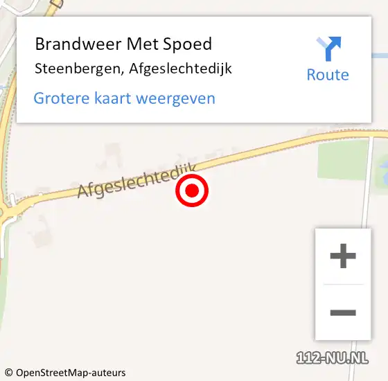 Locatie op kaart van de 112 melding: Brandweer Met Spoed Naar Steenbergen, Afgeslechtedijk op 21 oktober 2021 06:14