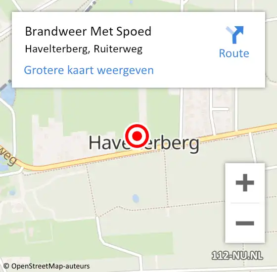 Locatie op kaart van de 112 melding: Brandweer Met Spoed Naar Havelterberg, Ruiterweg op 21 oktober 2021 06:16