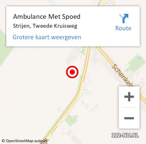 Locatie op kaart van de 112 melding: Ambulance Met Spoed Naar Strijen, Tweede Kruisweg op 21 oktober 2021 06:17