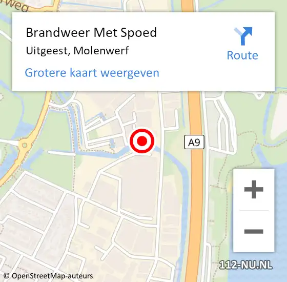 Locatie op kaart van de 112 melding: Brandweer Met Spoed Naar Uitgeest, Molenwerf op 21 oktober 2021 06:21