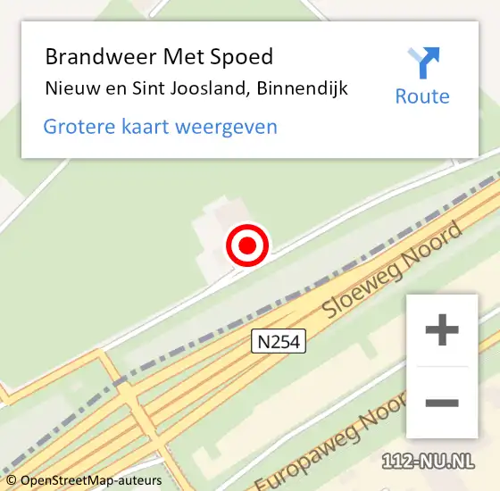 Locatie op kaart van de 112 melding: Brandweer Met Spoed Naar Nieuw en Sint Joosland, Binnendijk op 21 oktober 2021 06:30